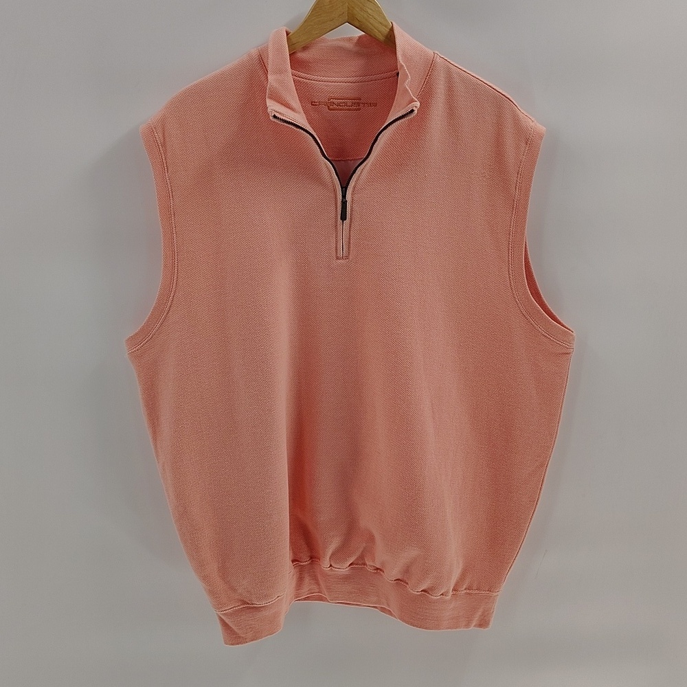 Carnoustie Men's Golf 1/4 Zip Vest 100% Cotton Coral Peach XL